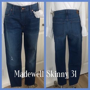 MADEWELL 🦩 9" Mid-Rise Skinny Crop Jeans Dark Wash Sz: 31”